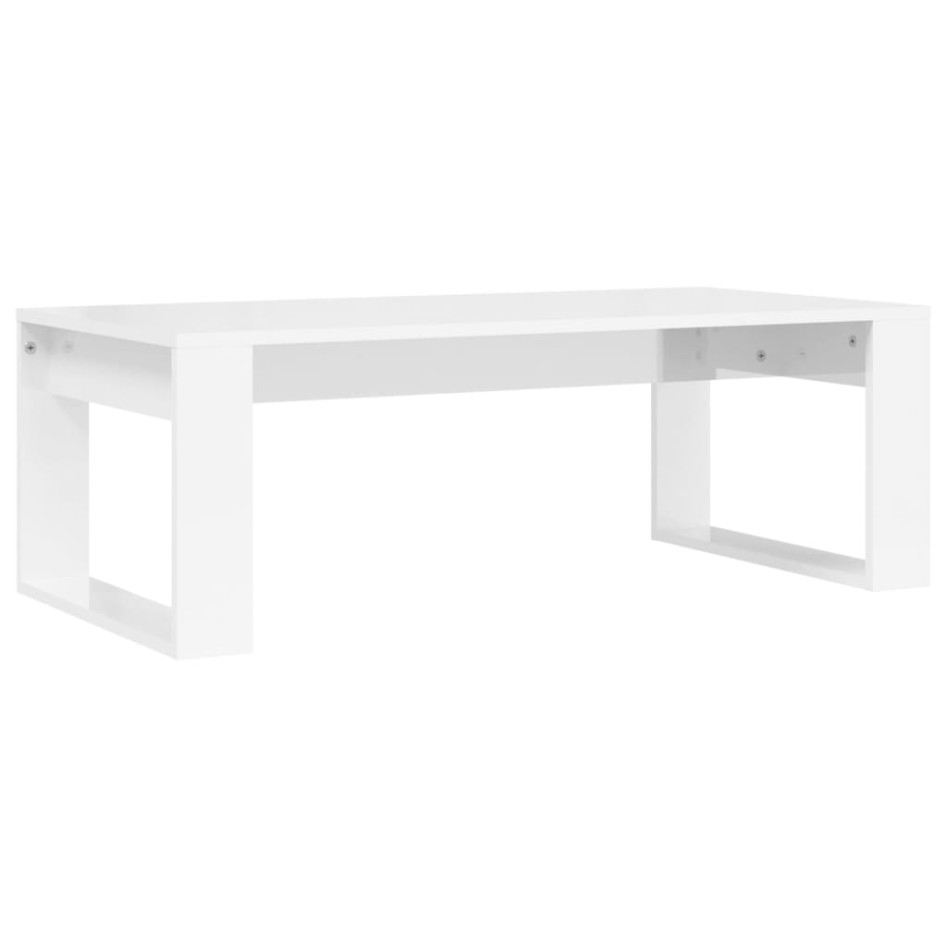 Mesa de centro madera de ingeniería blanco brillo 102x50x35