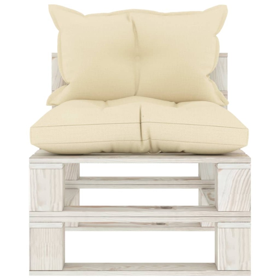 Sofá central de jardín de palets madera con cojines color