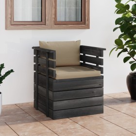 Sillón de jardín con cojines madera de