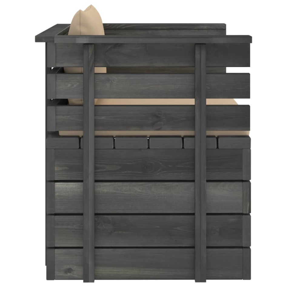 Sillón de jardín con cojines madera de