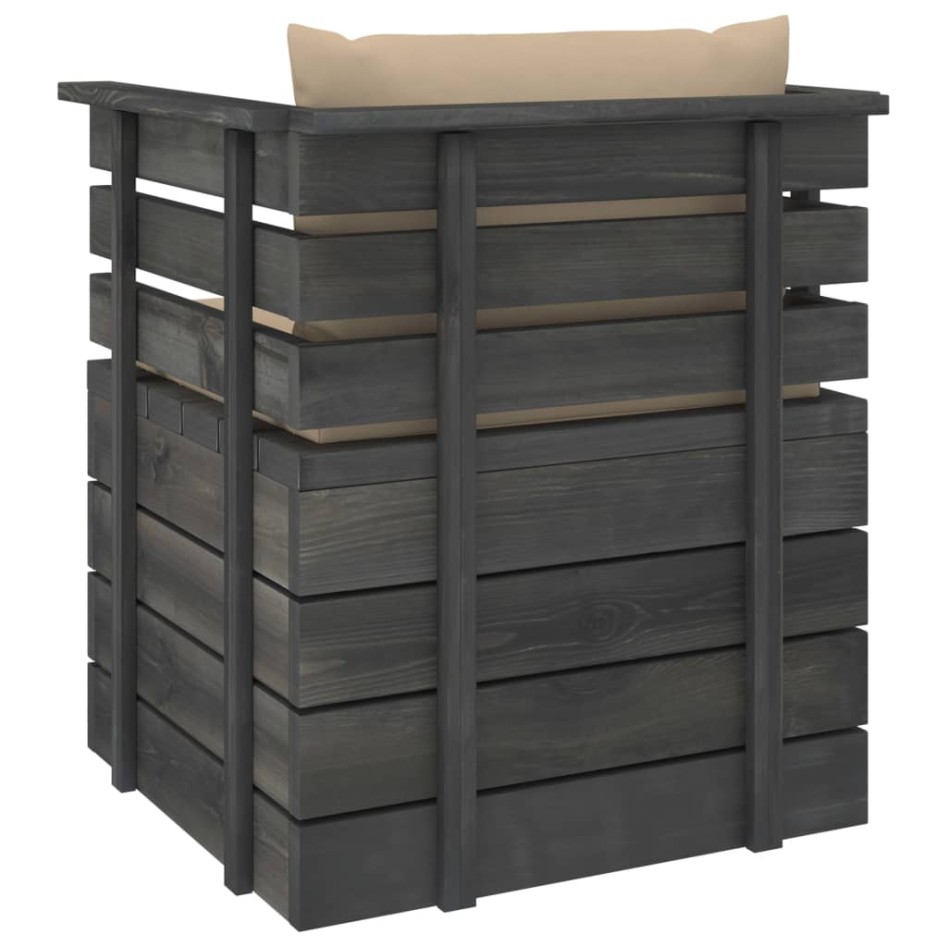 Sillón de jardín con cojines madera de