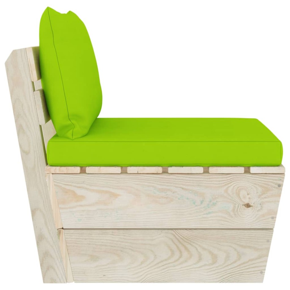 Sofá central de palets jardín cojines madera abeto