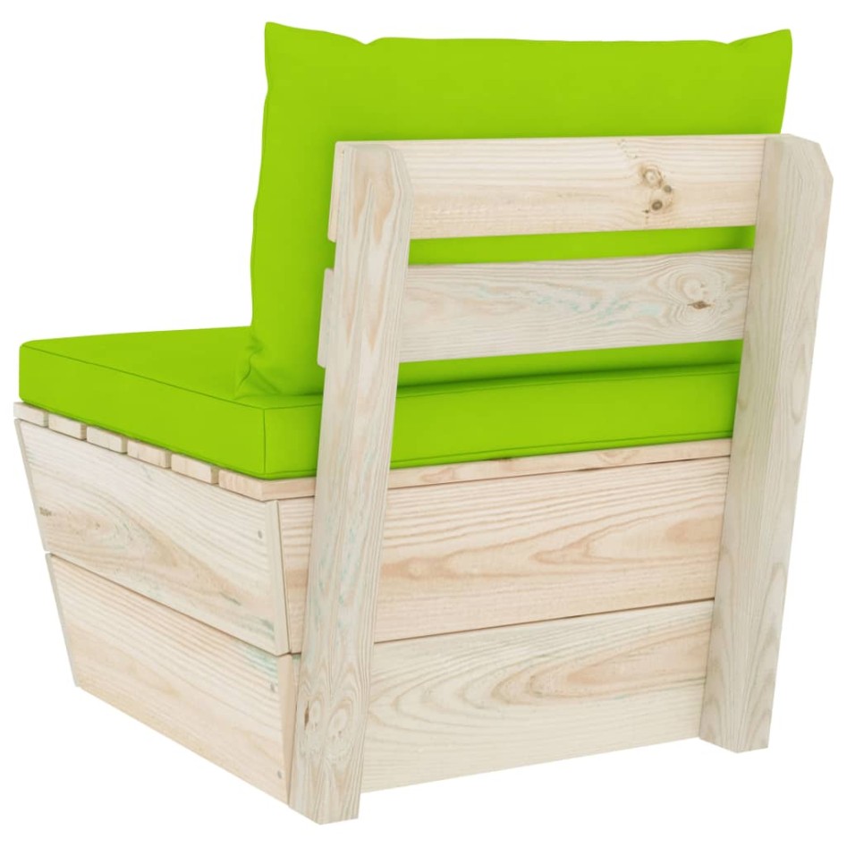 Sofá central de palets jardín cojines madera abeto