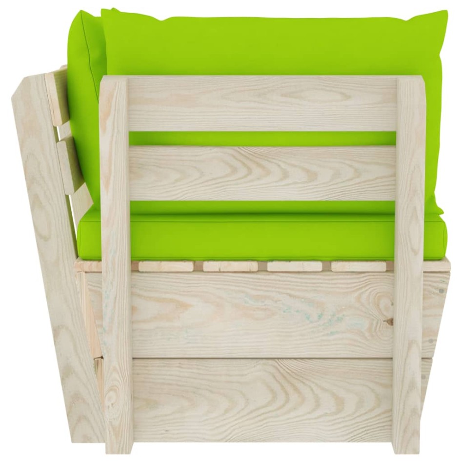 Sofá de esquina de palets de jardín cojines abeto