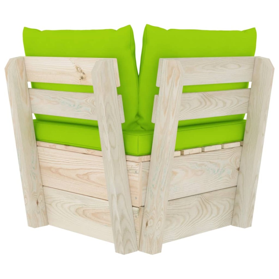 Sofá de esquina de palets de jardín cojines abeto