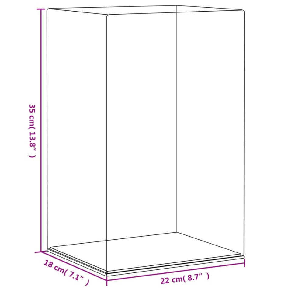 Caja de exposición acrílico transparente 22x18x35