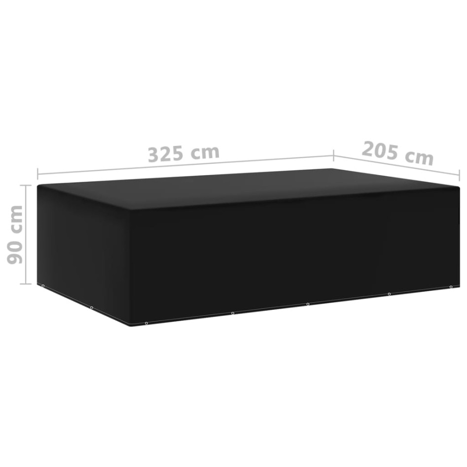 Fundas de muebles de jardín 2 uds 12 ojales 325x205x90