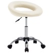 Silla de comedor giratoria de cuero sintética crema