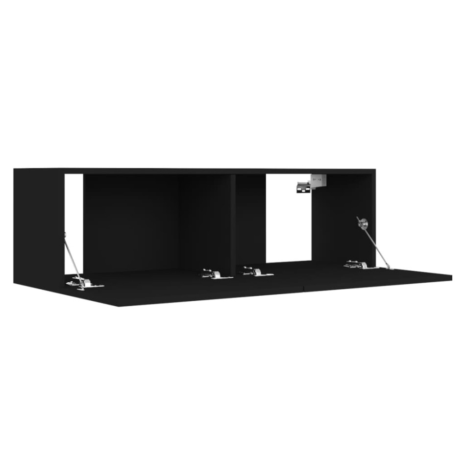 Mueble pared TV madera contrachapada roble negro 100x30x30
