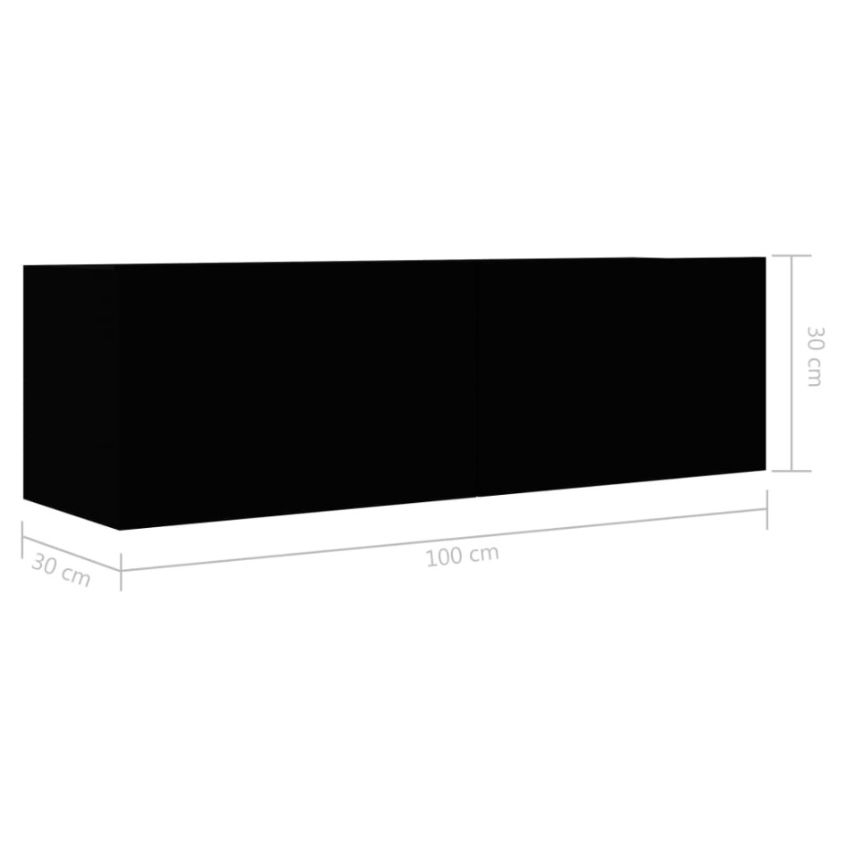 Mueble pared TV madera contrachapada roble negro 100x30x30