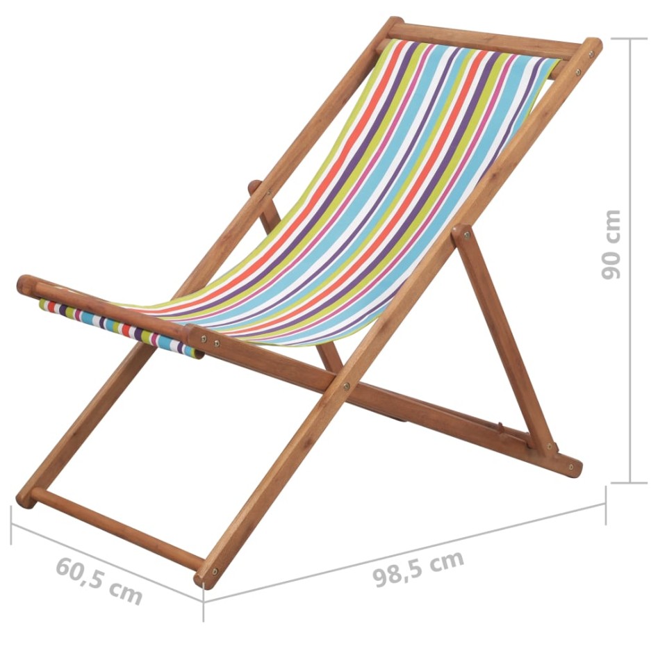 Silla de playa plegable tela y estructura de madera