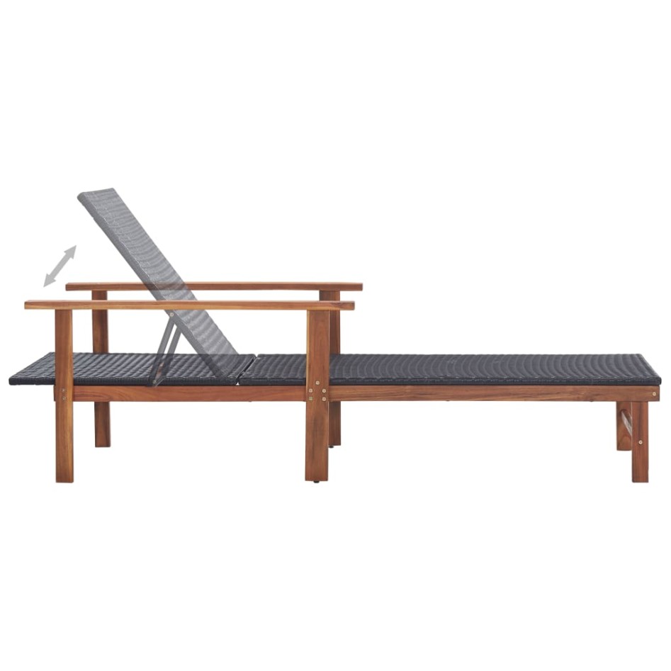 Tumbona madera maciza de acacia y ratán sintético