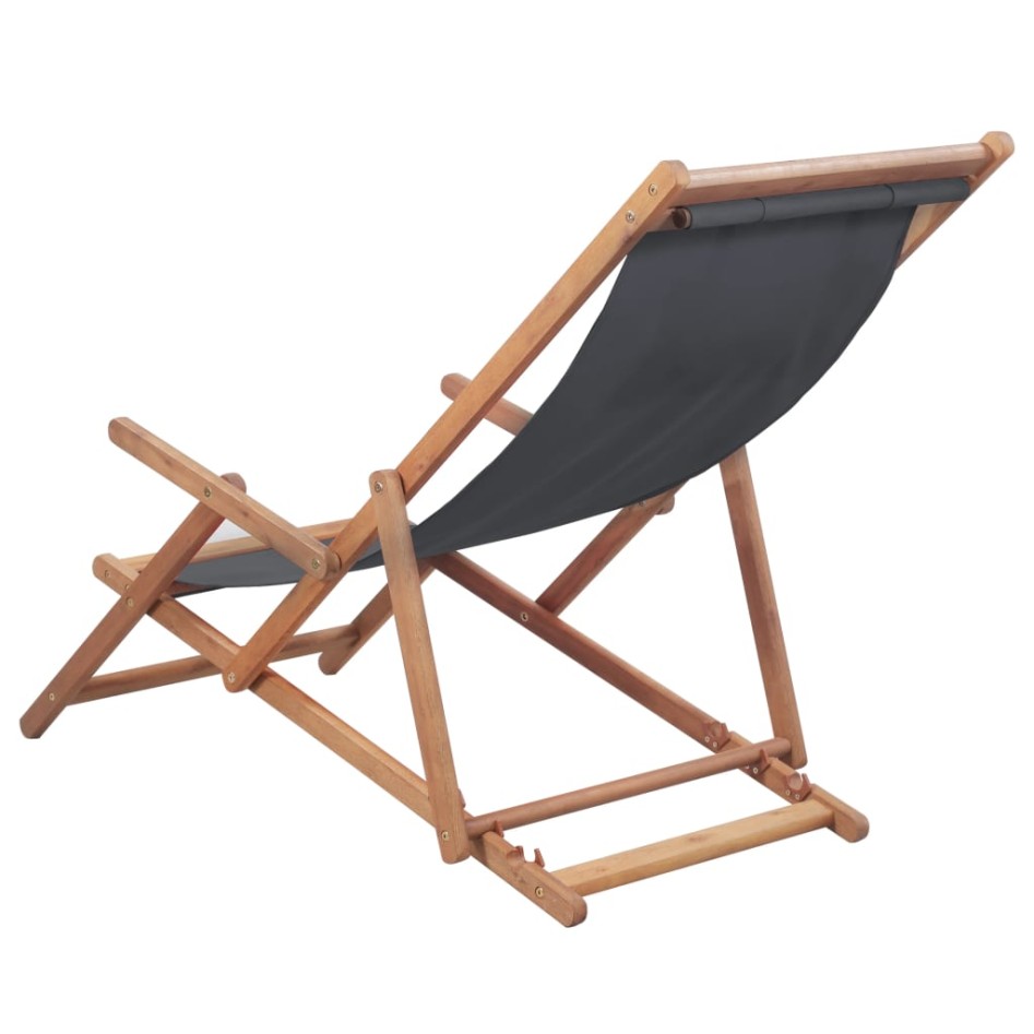 Silla de playa plegable de tela y estructura de madera