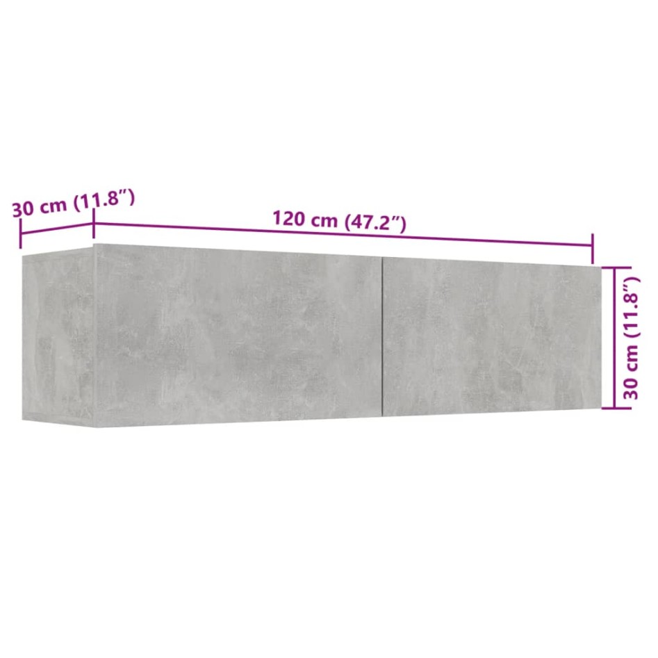 Mueble para TV madera contrachapada gris hormigón 120x30x30