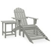 Silla con otomana y mesa jardín Adirondack macizo abeto gris