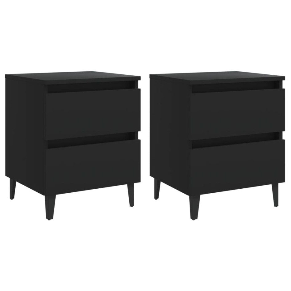 Mesitas de noche 2 uds madera contrachapada negro 40x35x50