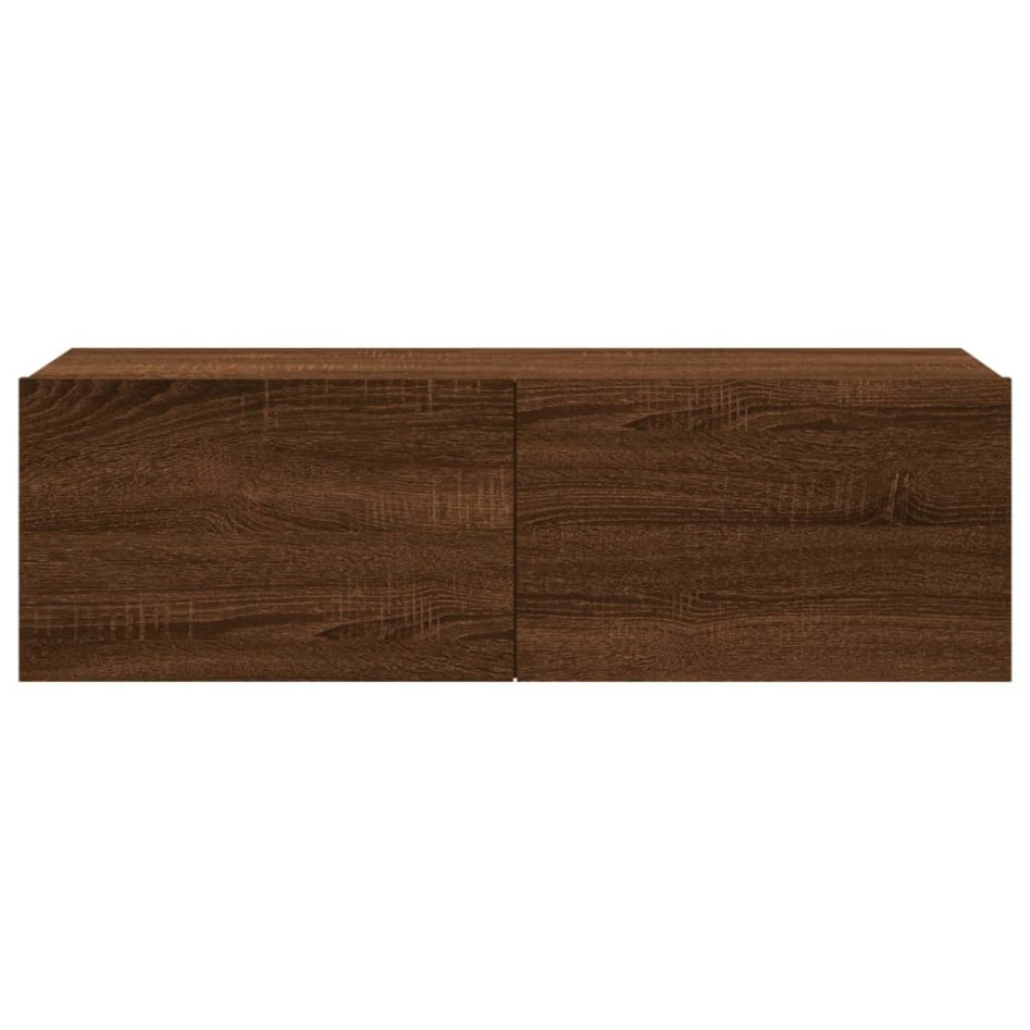 Mueble pared TV madera contrachapada roble marrón 100x30x30