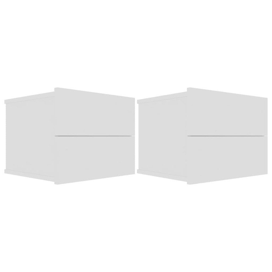 Mesitas de noche 2 uds madera contrachapada blanco 40x30x30
