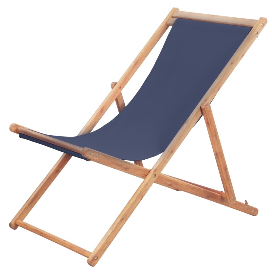 Silla de playa plegable de tela y estructura de madera