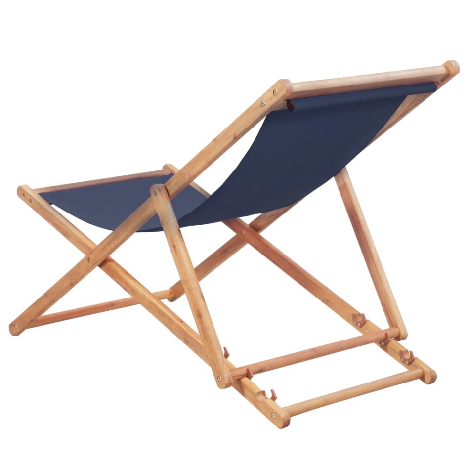 Silla de playa plegable de tela y estructura de madera