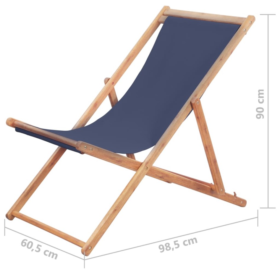 Silla de playa plegable de tela y estructura de madera