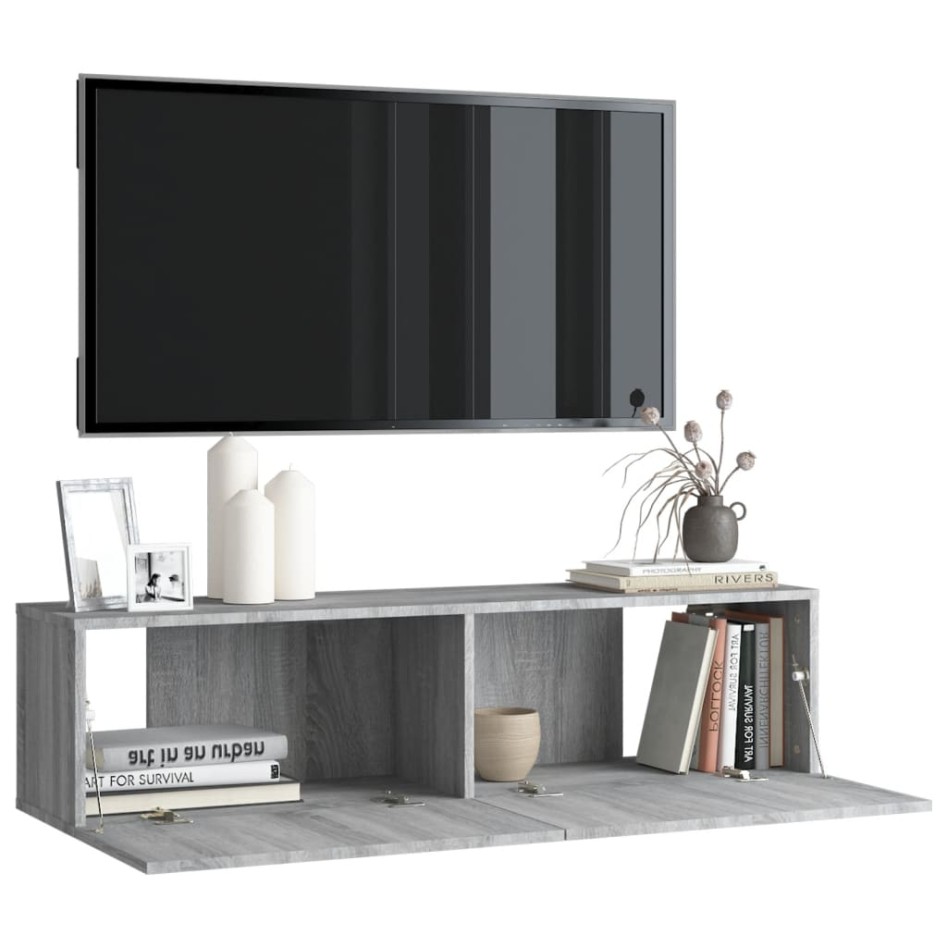 Mueble pared TV madera contrachapada gris Sonoma 120x30x30