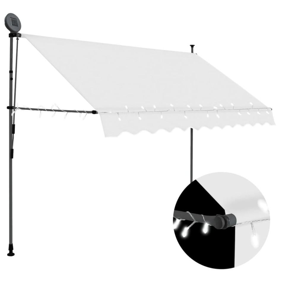 Toldo manual retráctil con LED crema 250