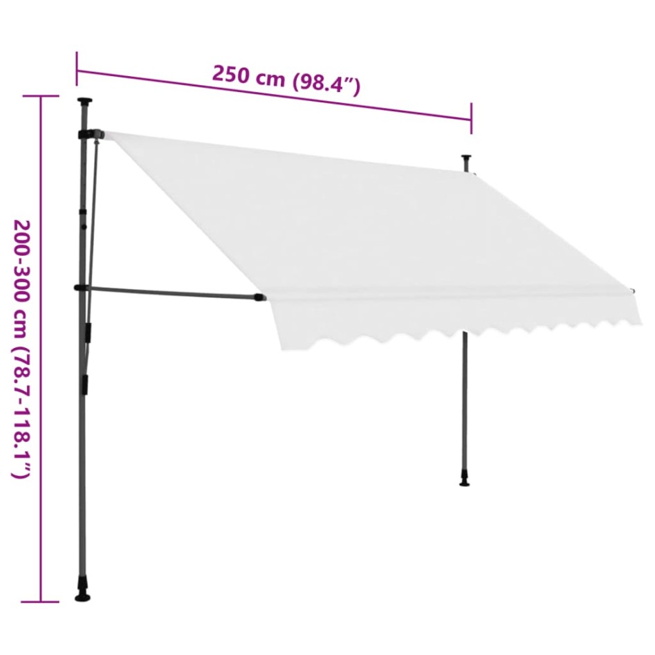 Toldo manual retráctil con LED crema 250