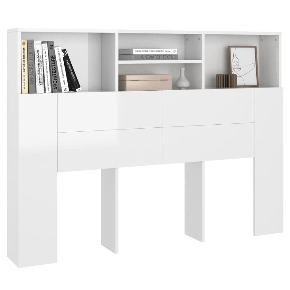Mueble cabecero blanco brillante 140x19x103,5