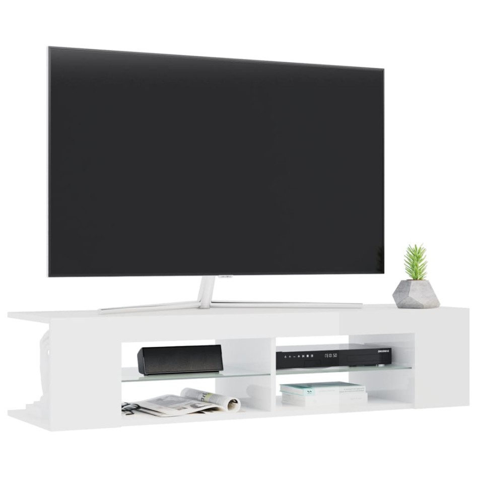 Mueble de TV con luces LED blanco brillante 135x39x30