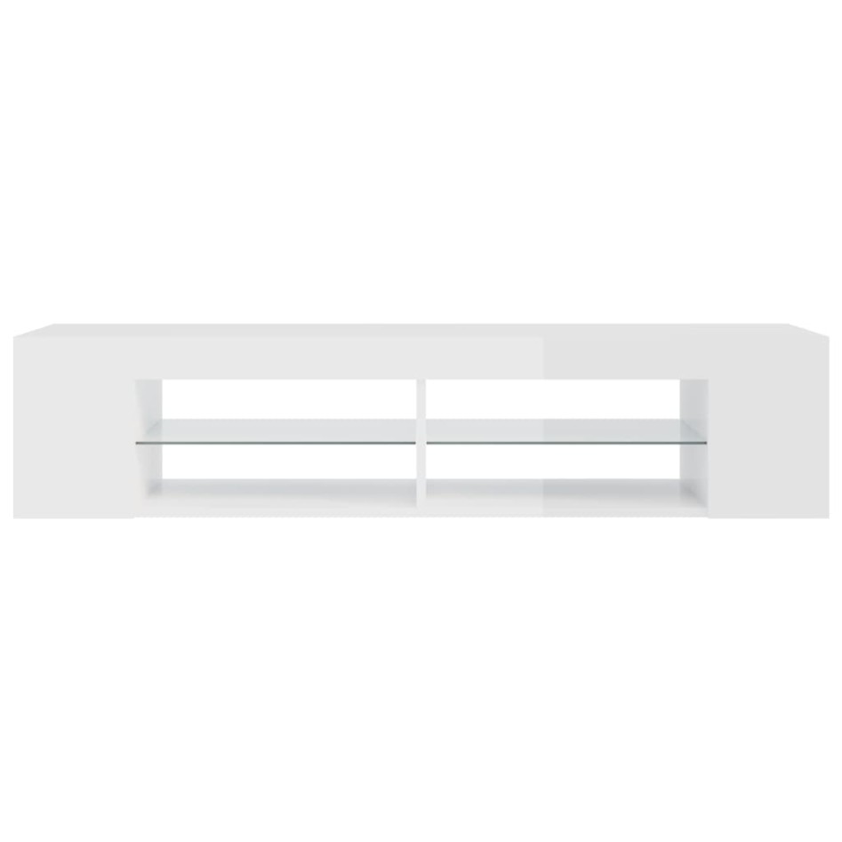 Mueble de TV con luces LED blanco brillante 135x39x30