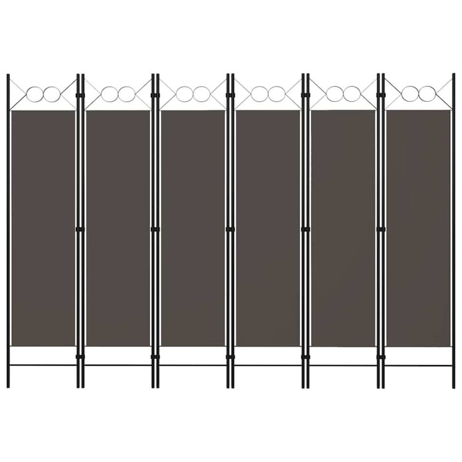 Biombo divisor de 6 paneles gris antracita 240x180