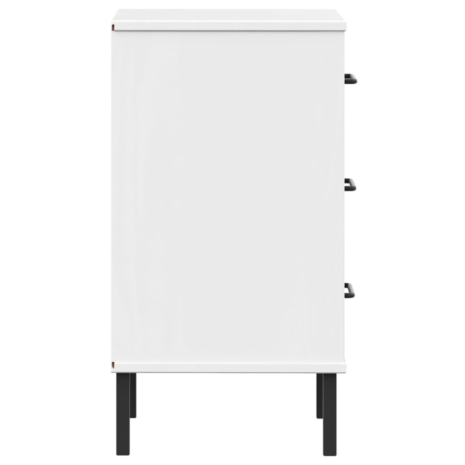 Mesita de noche patas de metal madera maciza pino blanca