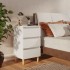 Mesita de noche con patas de madera maciza blanca 40x35x69