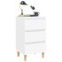 Mesita de noche con patas de madera maciza blanca 40x35x69