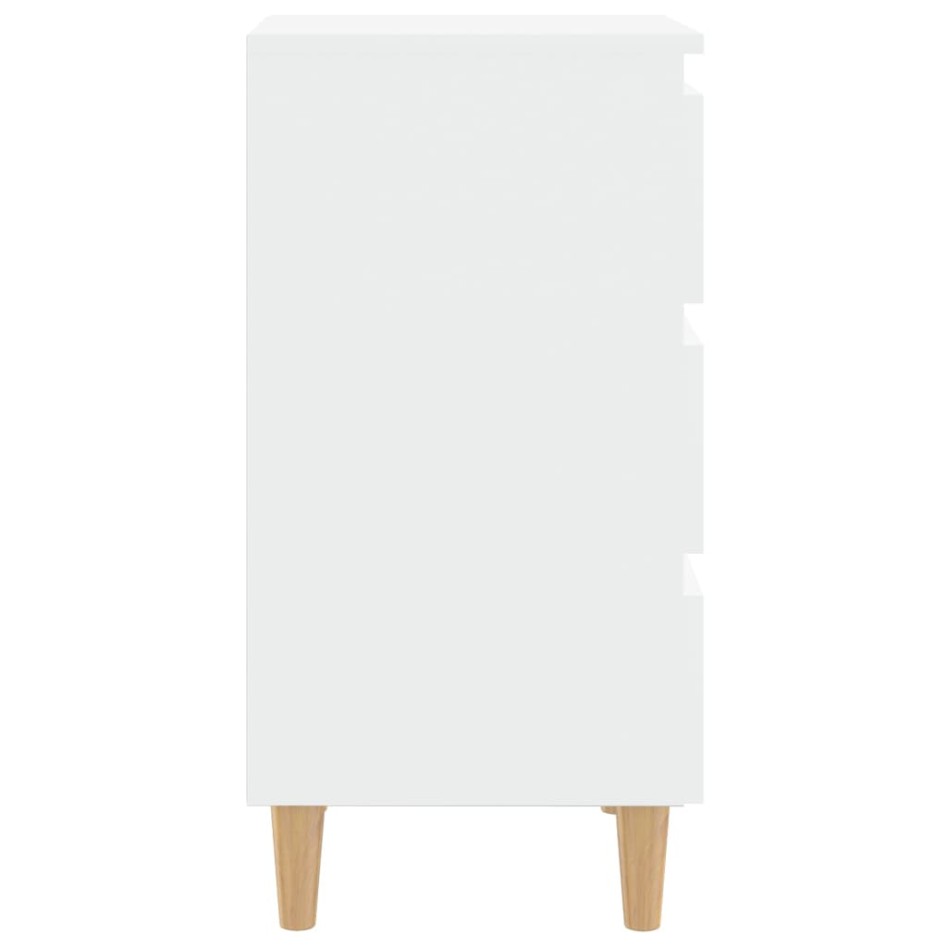 Mesita de noche con patas de madera maciza blanca 40x35x69