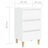 Mesita de noche con patas de madera maciza blanca 40x35x69
