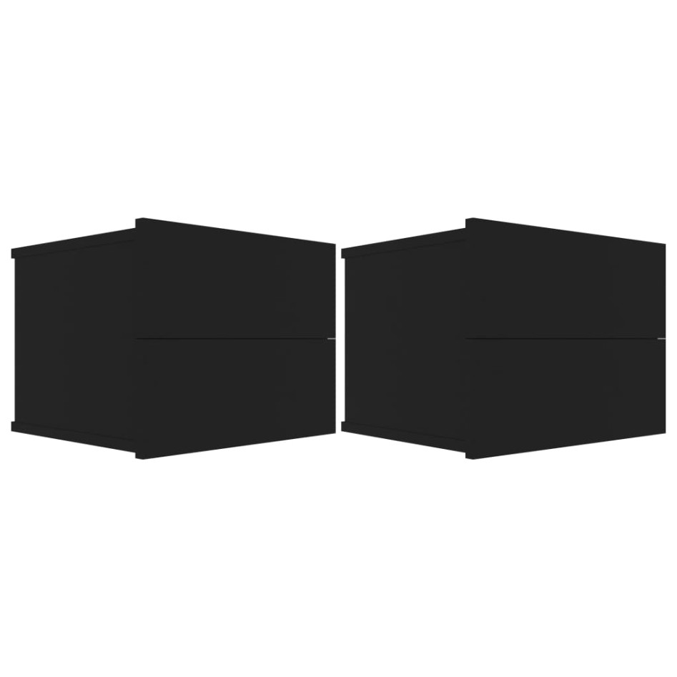 Mesitas de noche 2 uds madera contrachapada negro 40x30x30