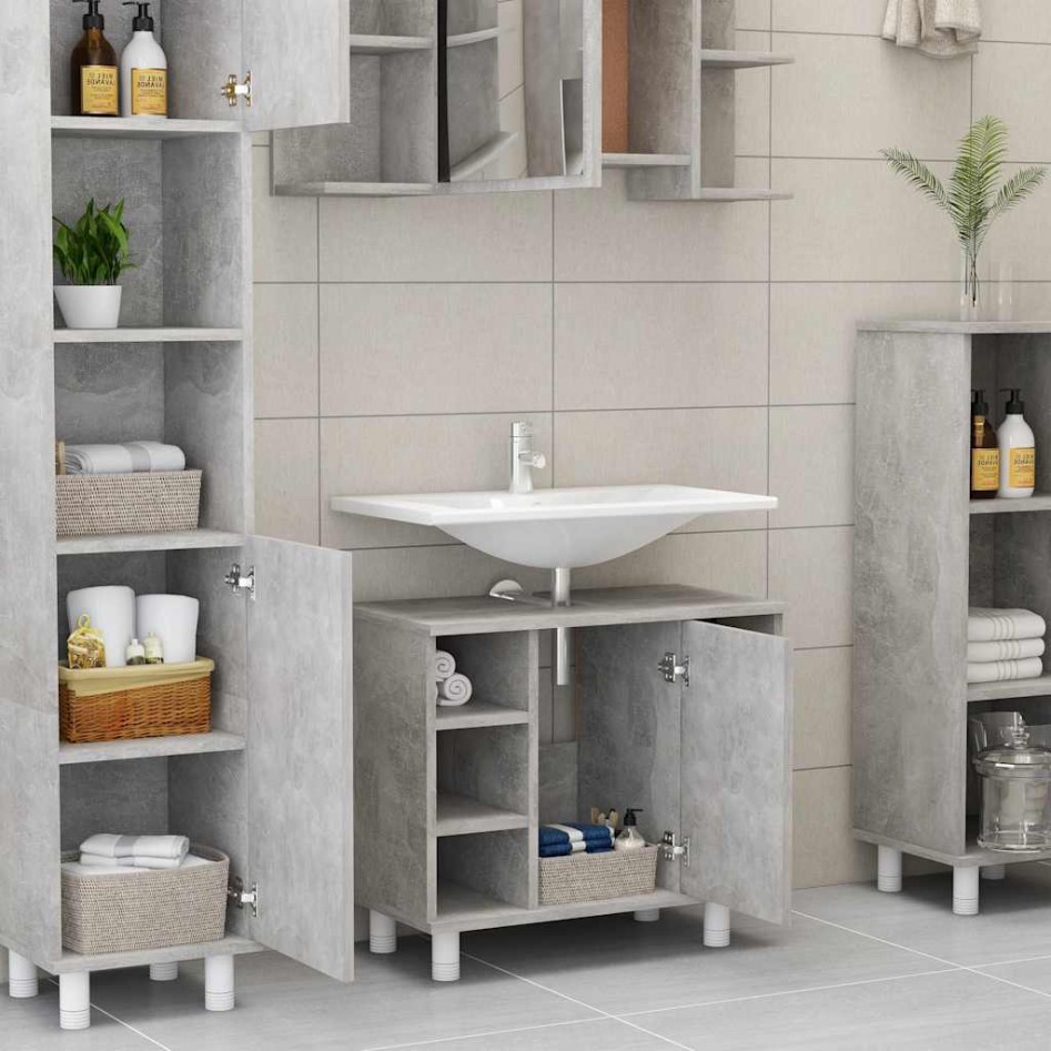 Armario de baño contrachapada gris hormigón 60x32x53,5