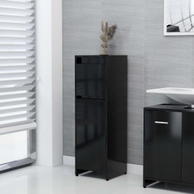 Armario de baño madera contrachapada negro 30x30x95