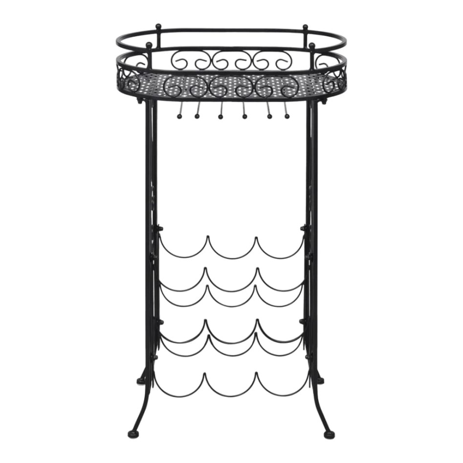 Botellero de metal con soportes para copas para 9