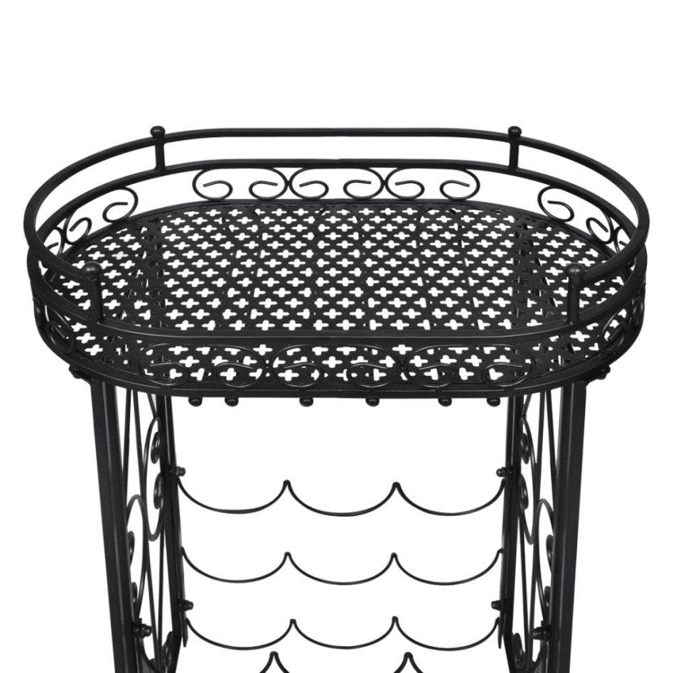 Botellero de metal con soportes para copas para 9