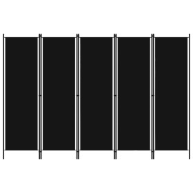 Biombo divisor de 5 paneles negro 250x180