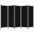 Biombo divisor de 5 paneles negro 250x180