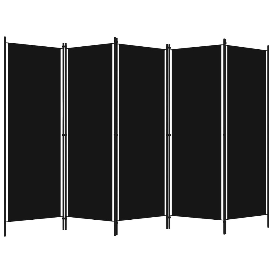 Biombo divisor de 5 paneles negro 250x180