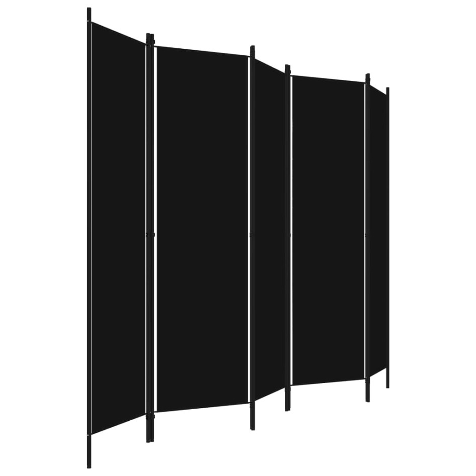 Biombo divisor de 5 paneles negro 250x180