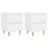 Mesitas de noche 2 uds patas madera blanco brillo 40x35x50