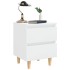 Mesitas de noche 2 uds patas madera blanco brillo 40x35x50