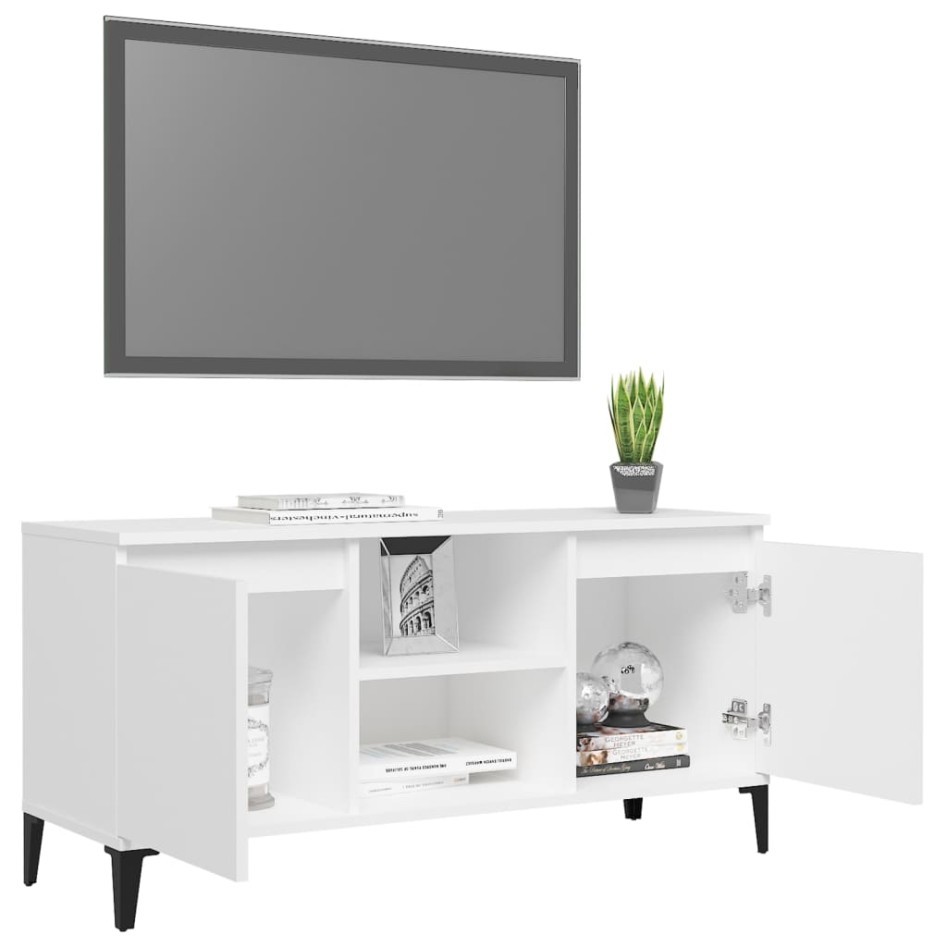 Mueble de TV con patas de metal blanco 103,5x35x50