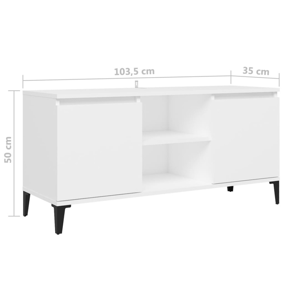 Mueble de TV con patas de metal blanco 103,5x35x50